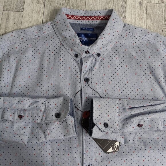 Drill Clothing Shirt Men's Large Company Button Down Slim Fit Peached Poplin - Picture 11 of 15